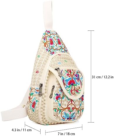 SILKAREA Embroidered Boho Small Sling Bag for Women Travel (Blue) SILKAREA Embroidered Boho Small Sling Bag for Women Ch