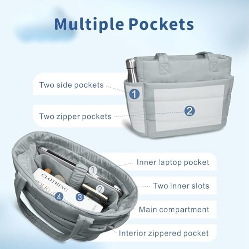 TOPDesign Lightweight Puffy Handbag for Women Travel TOPDesign Quilted Shoulder Bag for Women Work TOPDesign Puffer Tote