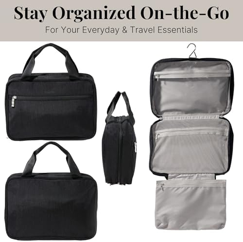 Baggallini Unisex Large Hanging Travel Toiletry Kit - Lightweight 8x11 Inch Makeup Bag for Everyone Travel