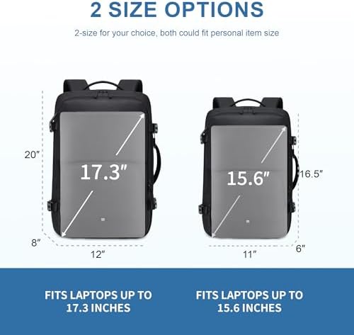 Carry On Travel Backpack 35L-40L Expandable Extra Large Light Daypack for Men and Women (Blue) Travel Backpack 35L-40L