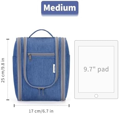 Narwey Large Blue Leaf Hanging Toiletry Bag for Women Travel and Men Cosmetics Organizers