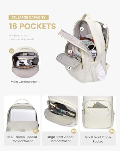 Laptop Backpack Purse for Women Work Travel Black OEKO-TEX STANDARD 100 Laptop Backpack Purse for Women College Black Qu