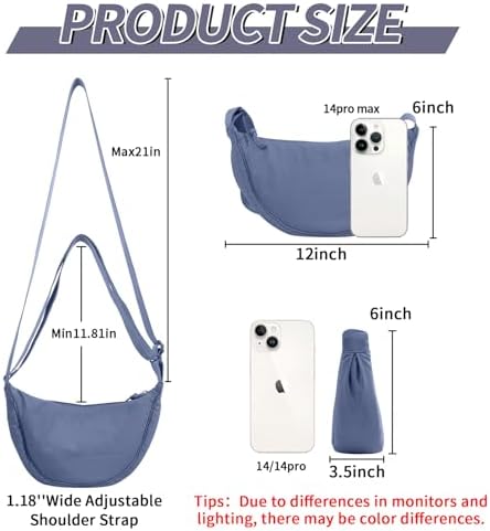 EVGLOW Nylon Crescent Crossbody Bag - Trendy Women's Travel Sling Bag EVGLOW Nylon Crescent Crossbody Bag - Small Men's