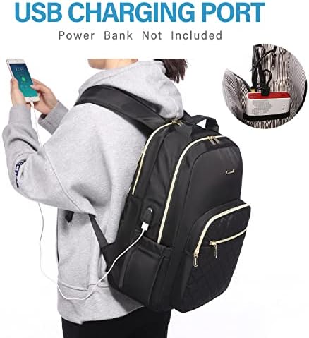 Laptop Backpack Purse for Women Work Travel Black OEKO-TEX STANDARD 100 Laptop Backpack Purse for Women College Black Qu