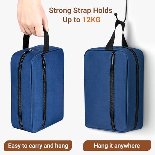 Elviros Lightweight Travel Toiletry Bag for Women and Men Travel Essentials Gifts for Men(Navy Blue) Global Recycled Sta