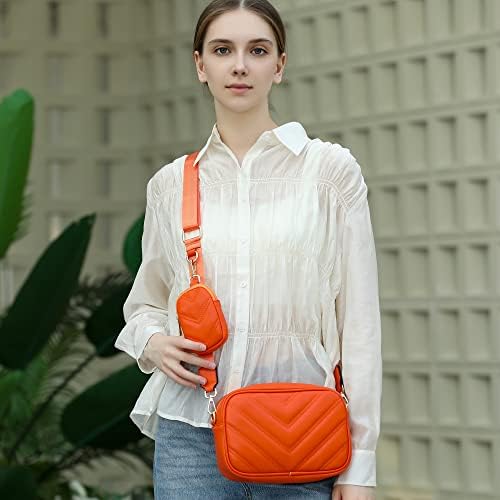 Herald Chevron Quilted Small Crossbody Bag for Women - Camera Side Shoulder Bag, 2 Sizes, Coin Purse Included Herald Che