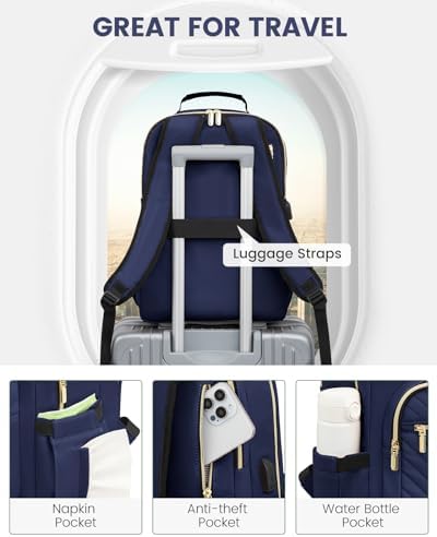 Laptop Backpack Purse for Women Work Travel Black OEKO-TEX STANDARD 100 Laptop Backpack Purse for Women College Black Qu