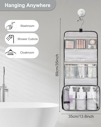 Relavel Travel Toiletry Bag for Men, Large Capacity Travel Kit, Hanging Toiletry Bag for Women