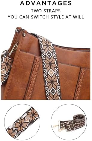 AUYOCO Vegan Leather Crossbody Bags for Women Handbag with Guitar Strap Zipped Pockets AUYOCO Vegan Leather Crossbody