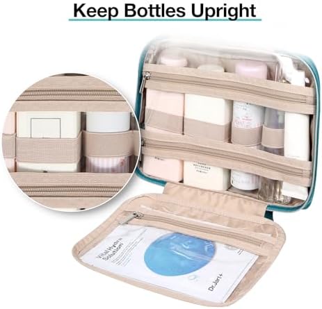 Toiletry Bag Smart Hanging Travel Makeup Organizer TSA Approved Transparent | Travel Makeup Organizer with Hanging Feat