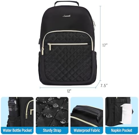 Laptop Backpack Purse for Women Work Travel Black OEKO-TEX STANDARD 100 Laptop Backpack Purse for Women College Black Qu