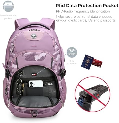 Swissdigital Design Laptop Backpack with USB Charging Port | Men's 15.6 Inches Fit 31L Travel Backpack | Blue/Black | SD