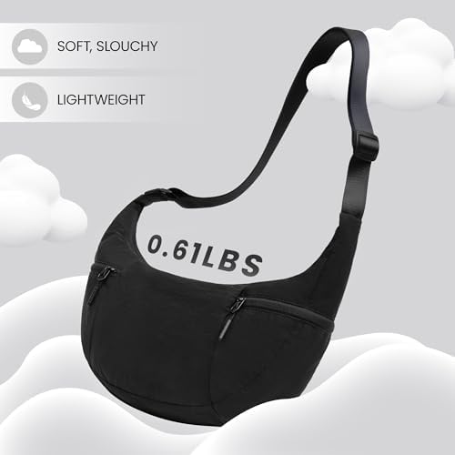 Women's VONAL Nylon Crescent Crossbody Bag for Slouchy Shoulder Hobo, Lightweight Moon Bag Dumpling Sling Purse | VONAL