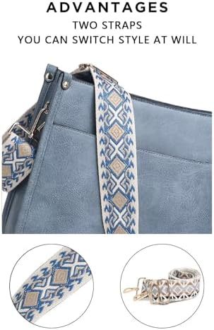 AUYOCO Vegan Leather Crossbody Bags for Women Handbag with Guitar Strap Zipped Pockets AUYOCO Vegan Leather Crossbody