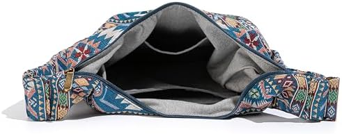 Coton Pose Women's Hippie Crossbody Bag - Top Zip Large Capacity Canvas Sling Bag - Handmade Jacquard Cloth