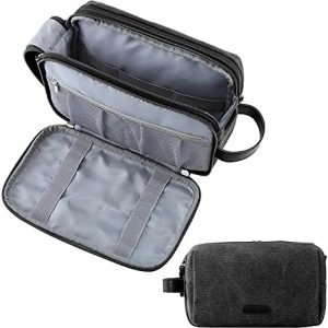 Men's Water-resistant Toiletry Bag - BAGSMART Dopp Kit Canvas Travel Organizer - Black - Large