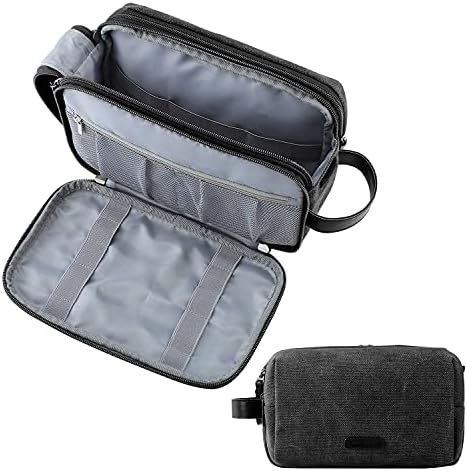 Men's Water-resistant Toiletry Bag - BAGSMART Dopp Kit Canvas Travel Organizer - Black - Large