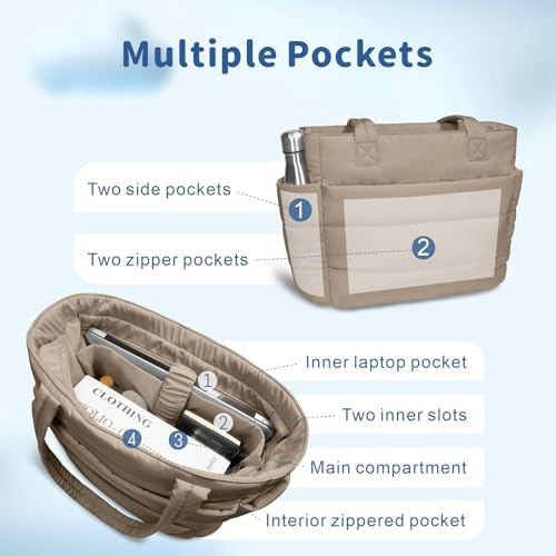 TOPDesign Lightweight Puffy Handbag for Women Travel TOPDesign Quilted Shoulder Bag for Women Work TOPDesign Puffer Tote