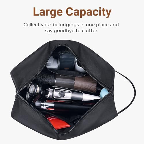 Elviros Lightweight Travel Toiletry Bag for Women and Men Travel Essentials Gifts for Men(Navy Blue) Global Recycled Sta