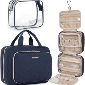 Toiletry Bag Smart Hanging Travel Makeup Organizer TSA Approved Transparent | Travel Makeup Organizer with Hanging Feat