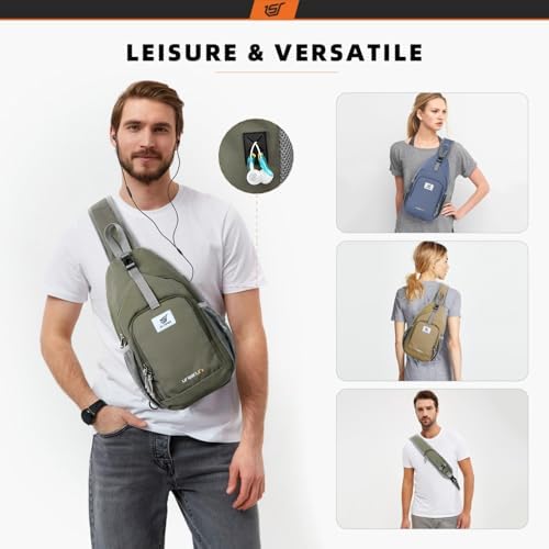 SKYSPER Anti-RFID Crossbody Sling Backpack for Women Men(Army Green) SKYSPER Travel Hiking Crossbody Bag for Women Men