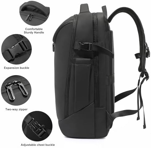 Men's Travel Backpack, 17.3 Inches Business Laptop, Water-Resistant, Carry on Airline Approved, USB Charger Port, 18x14x