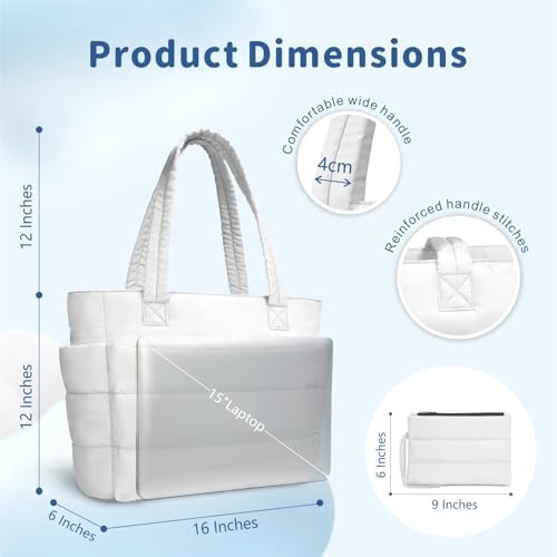 TOPDesign Lightweight Puffy Handbag for Women Travel TOPDesign Quilted Shoulder Bag for Women Work TOPDesign Puffer Tote