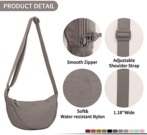 EVGLOW Nylon Crescent Crossbody Bag - Trendy Women's Travel Sling Bag EVGLOW Nylon Crescent Crossbody Bag - Small Men's