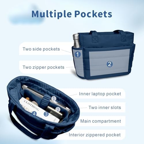 TOPDesign Lightweight Puffy Handbag for Women Travel TOPDesign Quilted Shoulder Bag for Women Work TOPDesign Puffer Tote