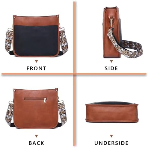 AUYOCO Vegan Leather Crossbody Bags for Women Handbag with Guitar Strap Zipped Pockets AUYOCO Vegan Leather Crossbody