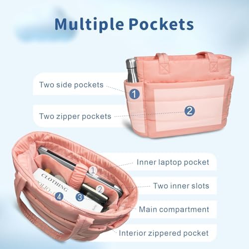 TOPDesign Lightweight Puffy Handbag for Women Travel TOPDesign Quilted Shoulder Bag for Women Work TOPDesign Puffer Tote