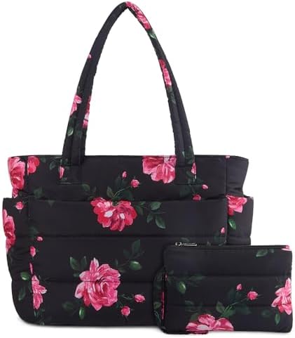 TOPDesign Lightweight Puffy Handbag for Women Travel TOPDesign Quilted Shoulder Bag for Women Work TOPDesign Puffer Tote