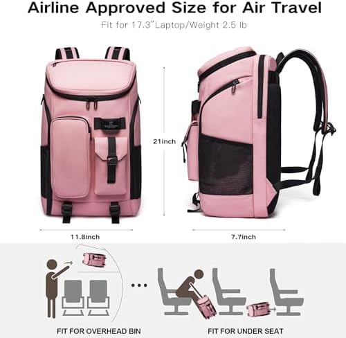 Men's Travel Backpack, 17.3 Inches Business Laptop, Water-Resistant, Carry on Airline Approved, USB Charger Port, 18x14x