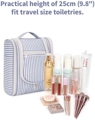 Narwey Large Blue Leaf Hanging Toiletry Bag for Women Travel and Men Cosmetics Organizers