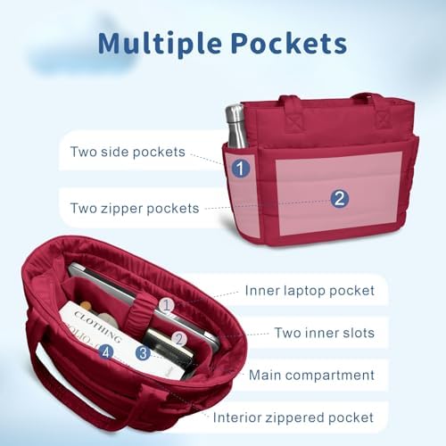 TOPDesign Lightweight Puffy Handbag for Women Travel TOPDesign Quilted Shoulder Bag for Women Work TOPDesign Puffer Tote