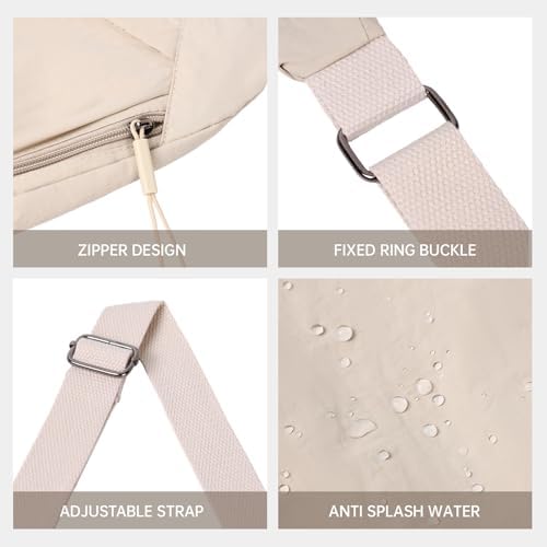 FFEDAYUN Crescent Bags for Women Casual Shoulder Handbags Multi-Pocket Lightweight Crossbody Purse Nylox Nylon Hobo Slin