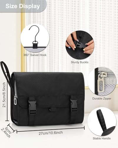 Relavel Travel Toiletry Bag for Men, Large Capacity Travel Kit, Hanging Toiletry Bag for Women