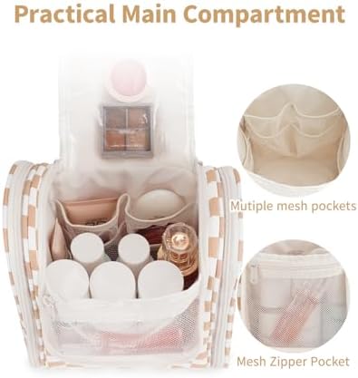 Narwey Large Blue Leaf Hanging Toiletry Bag for Women Travel and Men Cosmetics Organizers