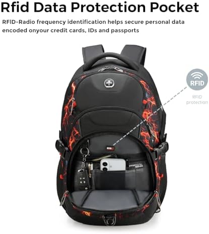 Swissdigital Design Laptop Backpack with USB Charging Port | Men's 15.6 Inches Fit 31L Travel Backpack | Blue/Black | SD