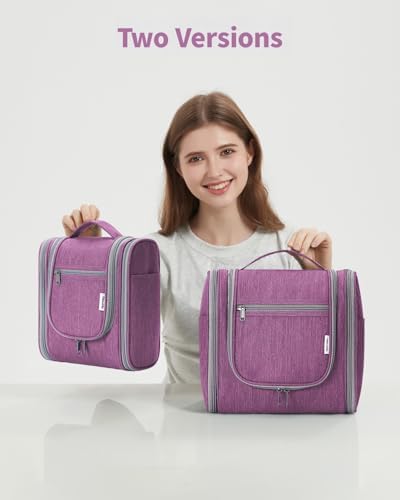 Narwey Large Blue Leaf Hanging Toiletry Bag for Women Travel and Men Cosmetics Organizers