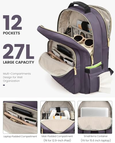 Laptop Backpack Purse for Women Work Travel Black OEKO-TEX STANDARD 100 Laptop Backpack Purse for Women College Black Qu