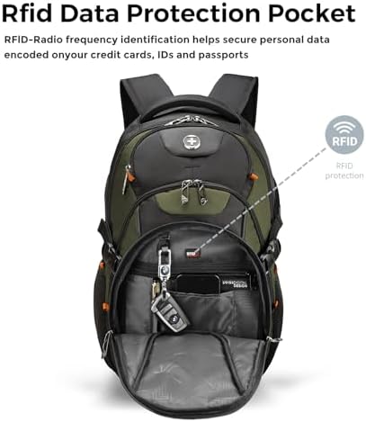 Swissdigital Design Laptop Backpack with USB Charging Port | Men's 15.6 Inches Fit 31L Travel Backpack | Blue/Black | SD