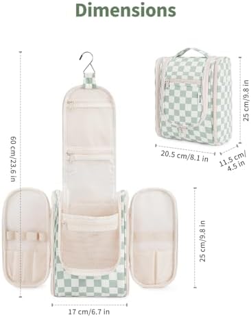 Narwey Large Blue Leaf Hanging Toiletry Bag for Women Travel and Men Cosmetics Organizers