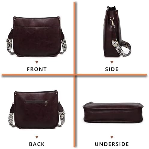 AUYOCO Vegan Leather Crossbody Bags for Women Handbag with Guitar Strap Zipped Pockets AUYOCO Vegan Leather Crossbody