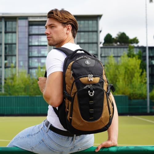 Swissdigital Design Laptop Backpack with USB Charging Port | Men's 15.6 Inches Fit 31L Travel Backpack | Blue/Black | SD