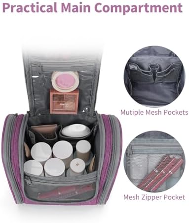 Narwey Large Blue Leaf Hanging Toiletry Bag for Women Travel and Men Cosmetics Organizers