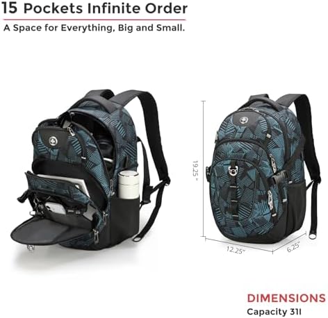 Swissdigital Design Laptop Backpack with USB Charging Port | Men's 15.6 Inches Fit 31L Travel Backpack | Blue/Black | SD