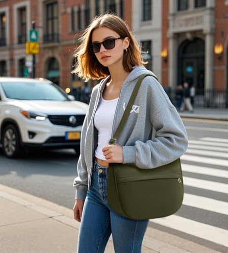 Fancy Forest KALIDI Nylon Crescent Bag Medium Casual Shoulder Crossbody Purse for Women Men Travel with External Pocket