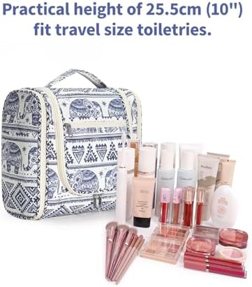 Narwey Large Blue Leaf Hanging Toiletry Bag for Women Travel and Men Cosmetics Organizers