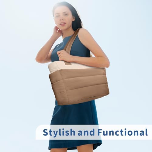 TOPDesign Lightweight Puffy Handbag for Women Travel TOPDesign Quilted Shoulder Bag for Women Work TOPDesign Puffer Tote